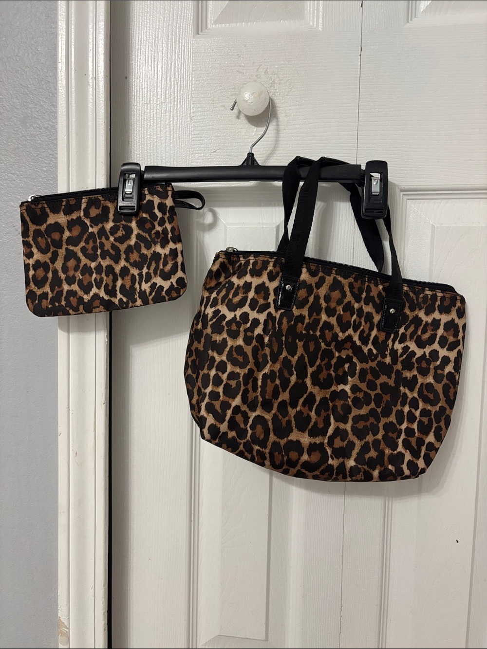 Coach Leopard-Print Tote with Matching Pouch - Brown & Black - Picture 2 of 6